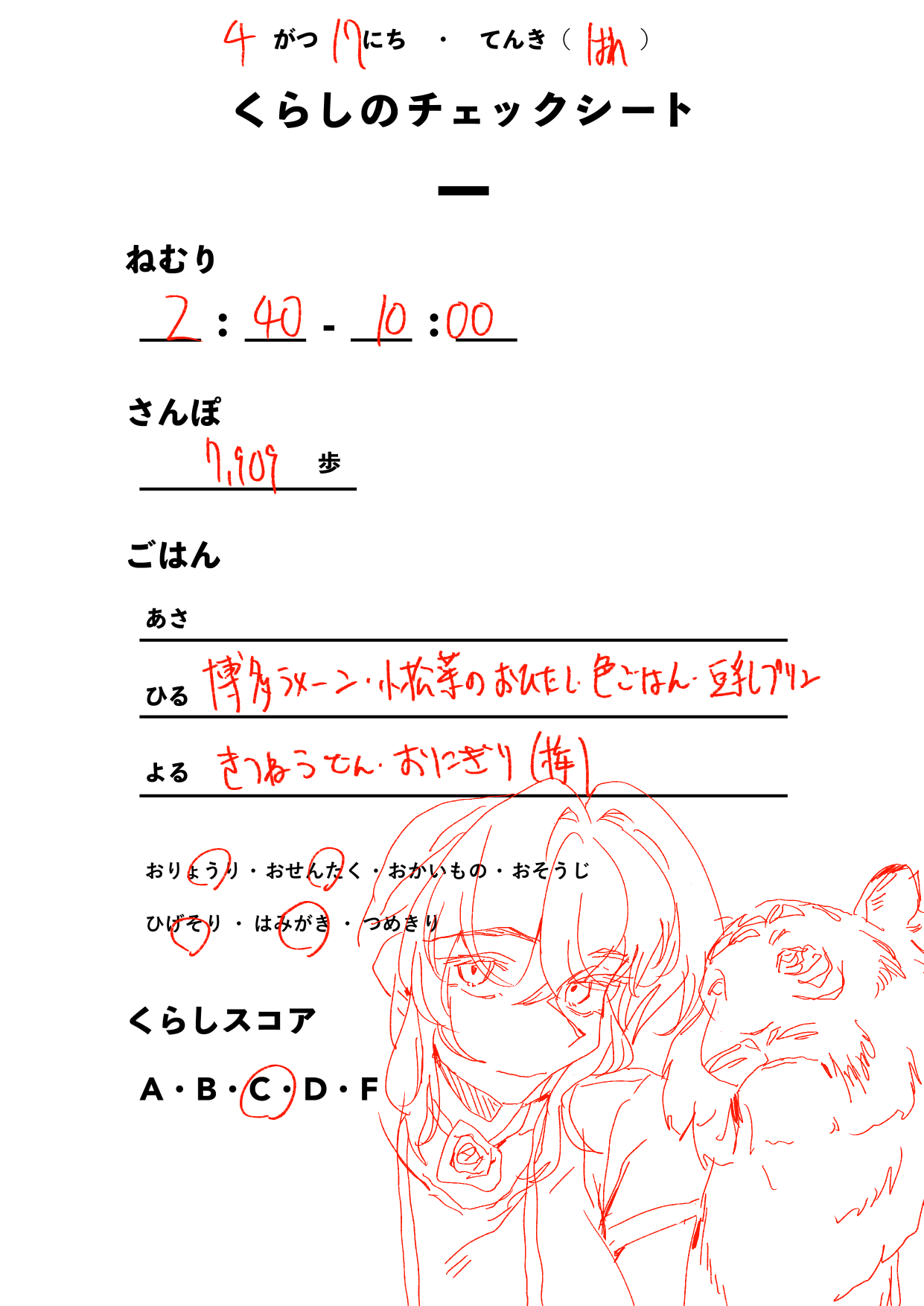 くらしのチェックシート