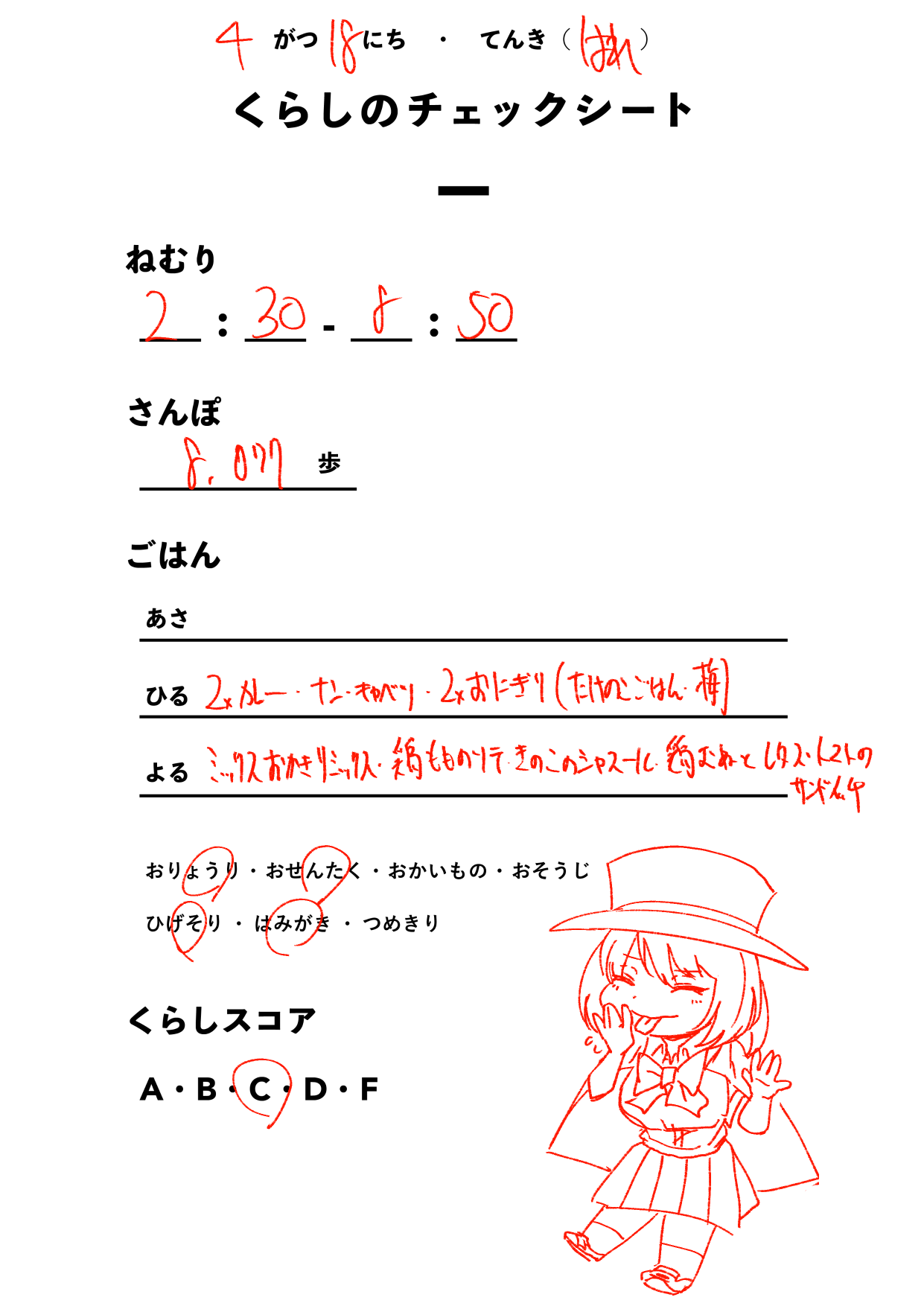 くらしのチェックシート