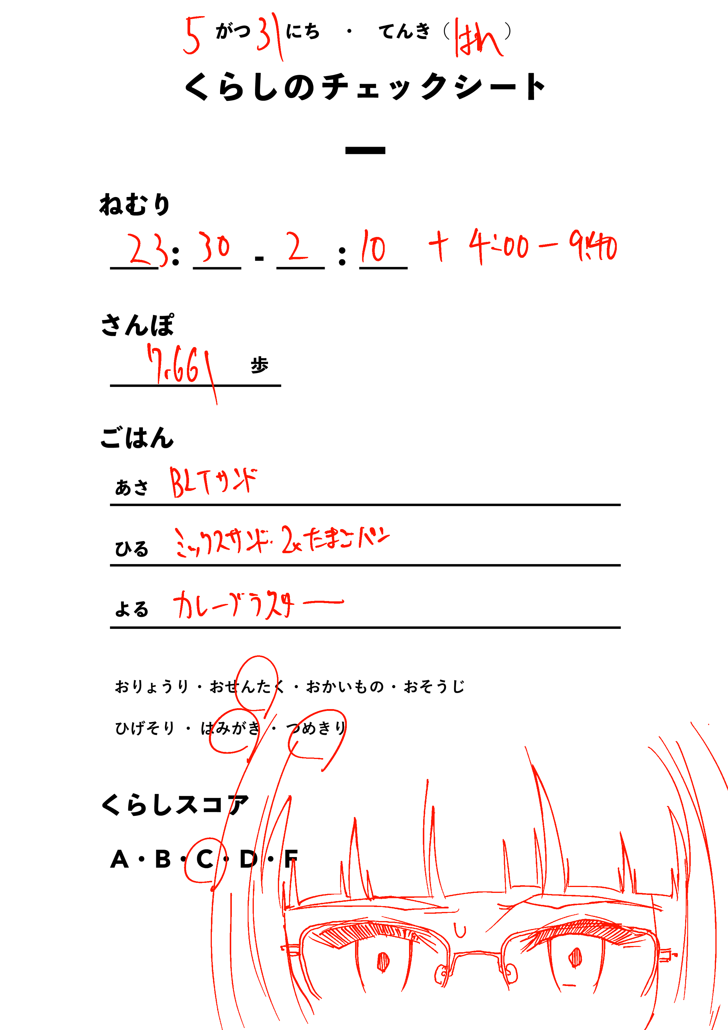 くらしのチェックシート