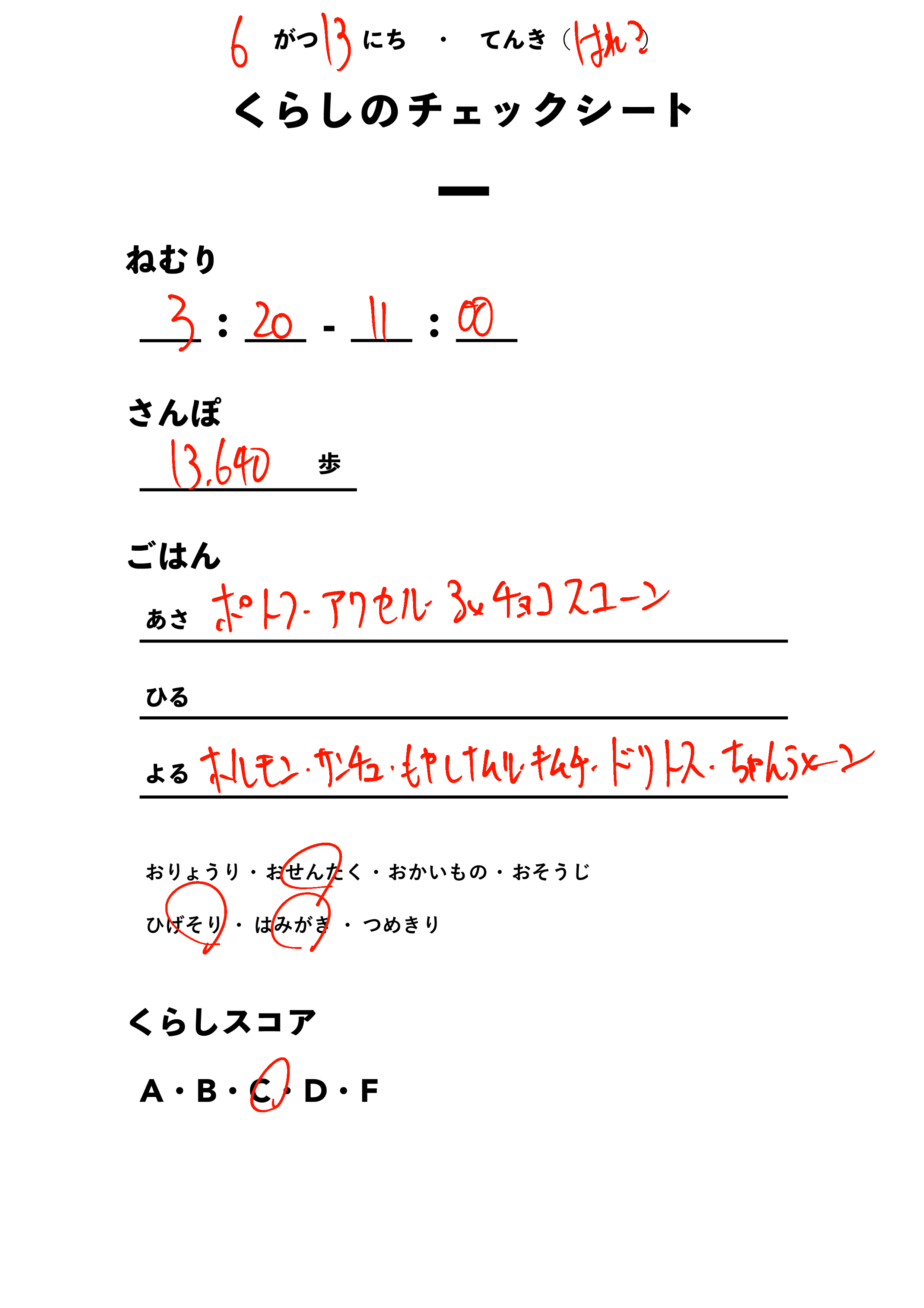 くらしのチェックシート