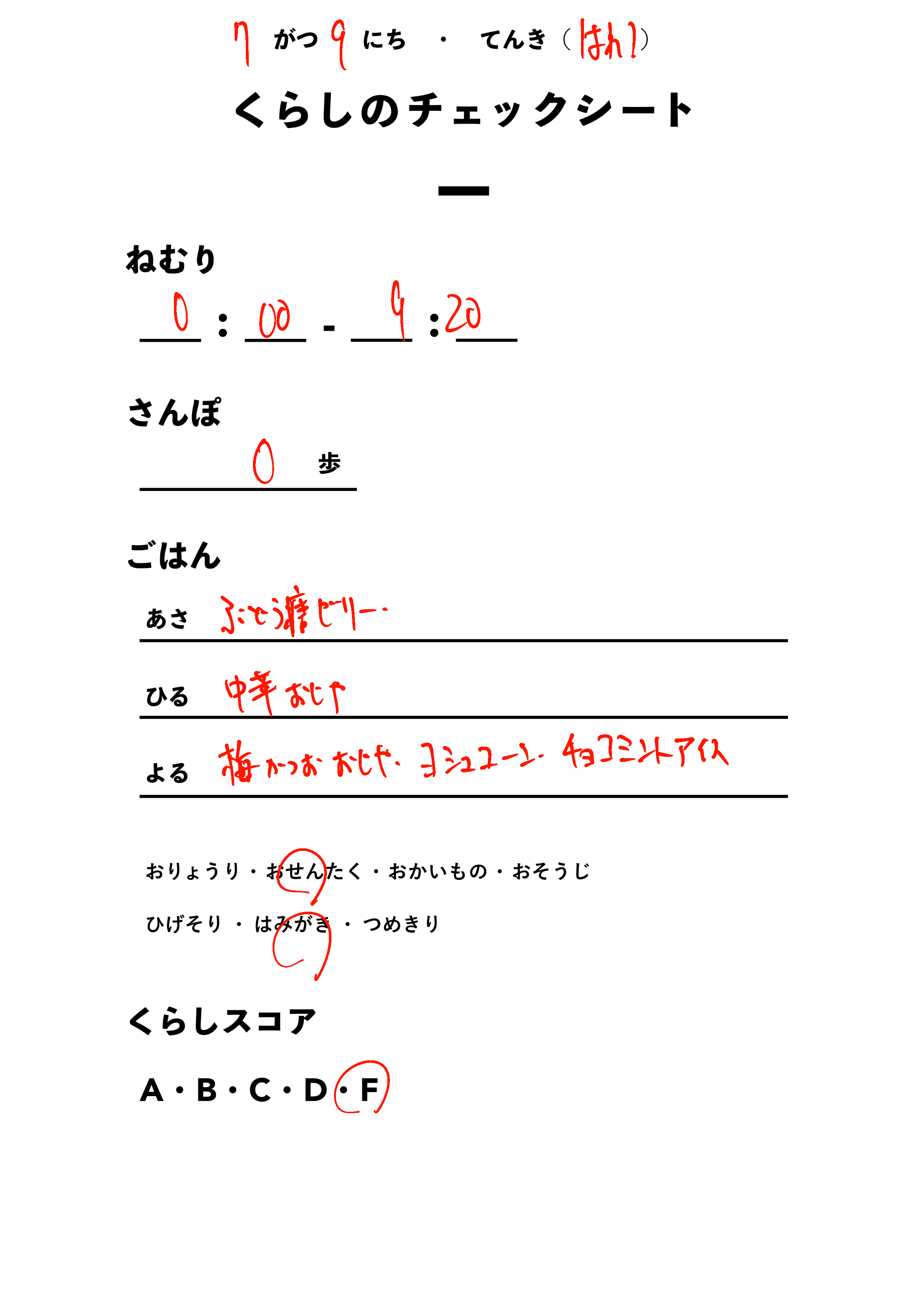 くらしのチェックシート