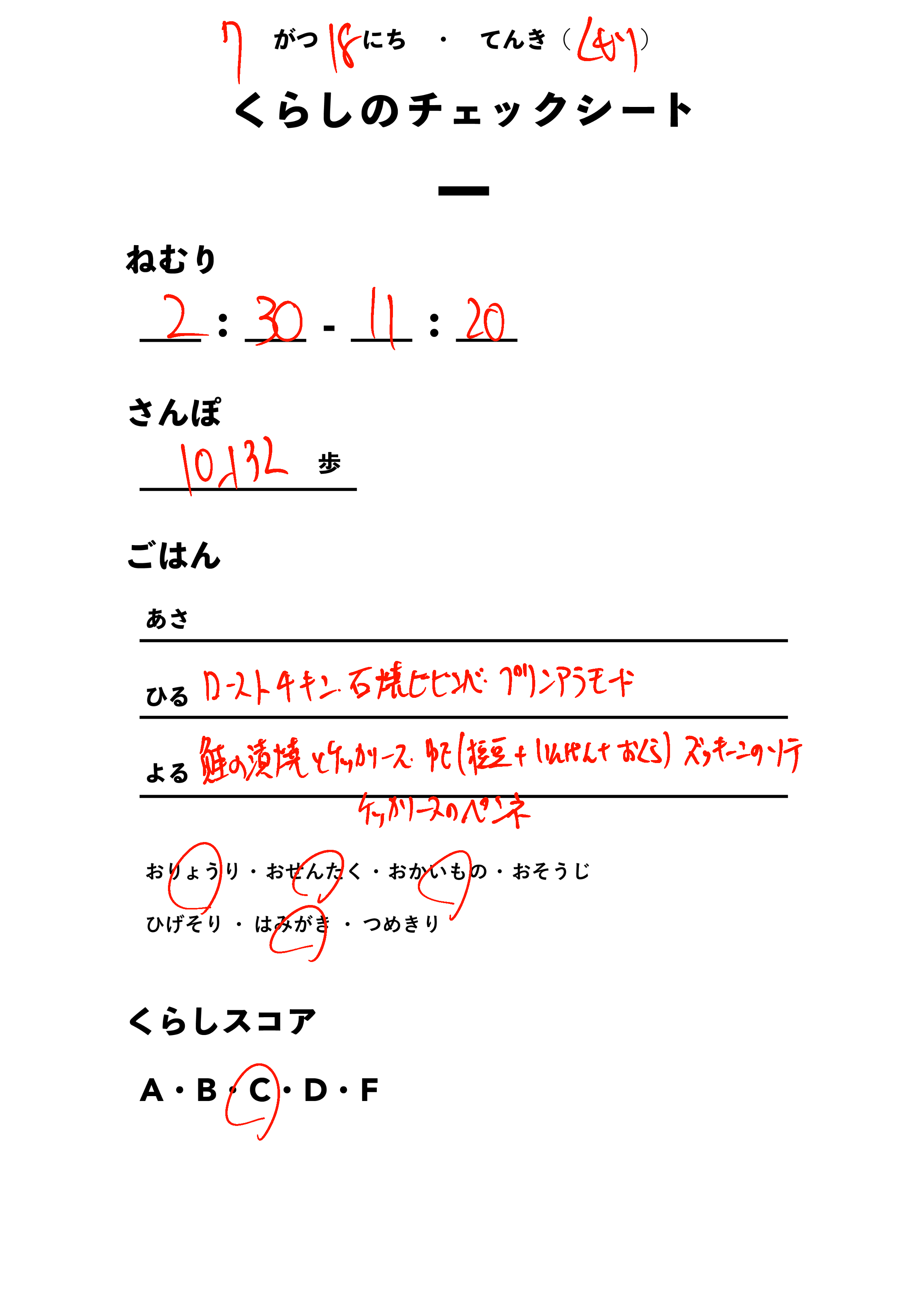 くらしのチェックシート