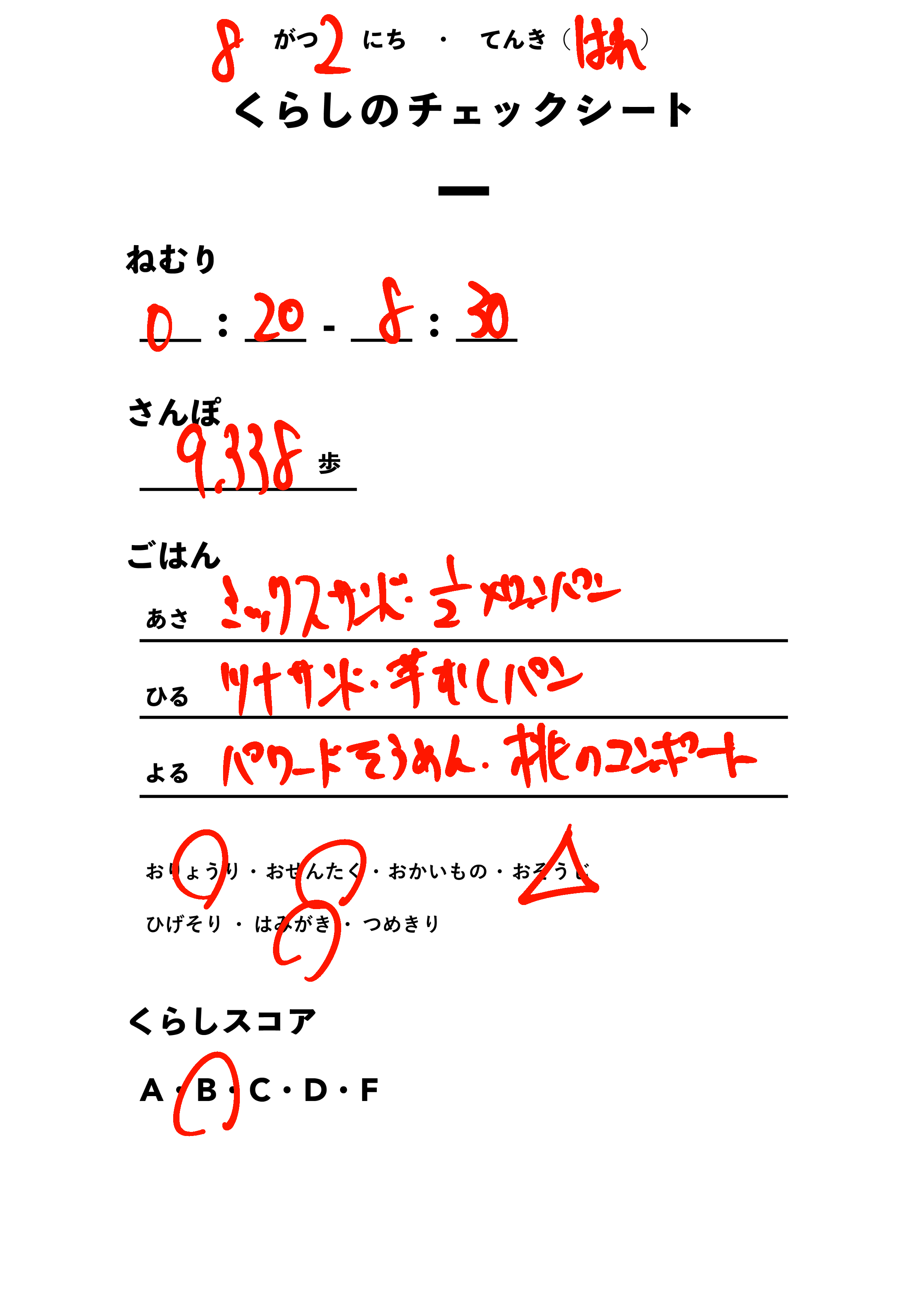 くらしのチェックシート